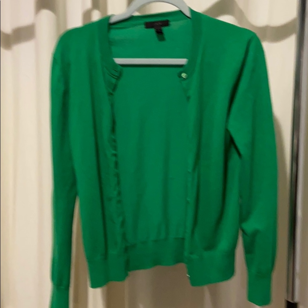 J crew green cardigan